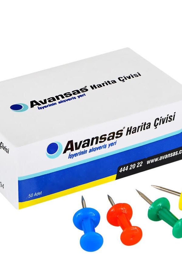 Avansas Av1494 Renkli Harita Çivisi 50'li Kutu