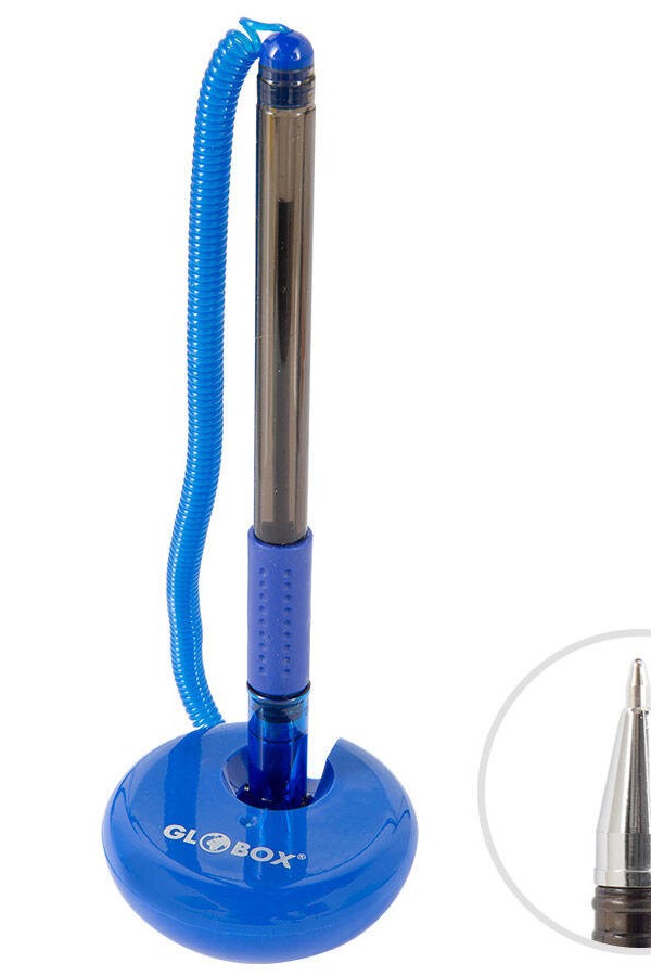 Globox 1032 Zincirli Tükenmez Vezne Kalemi 1 mm Çelik Uçlu Mavi