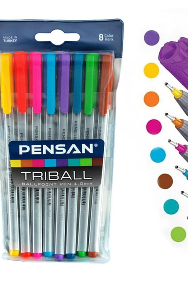 Pensan Triball Tükenmez Kalem Renkli 8'li