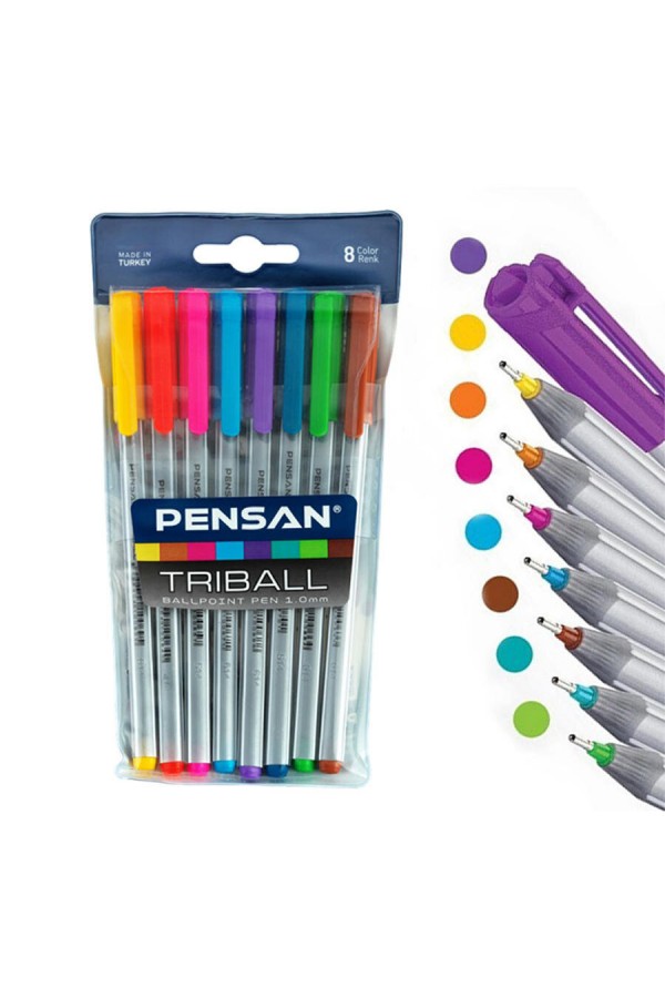 Pensan Triball Tükenmez Kalem Renkli 8'li