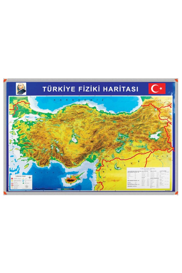 Panda Alüminyum Çerçeveli Türkiye Fiziki Haritası 70 cm x 100 cm