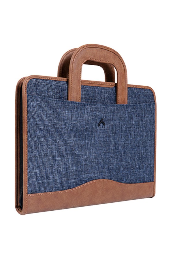 Önder Exclusive Milano Gizli Saplı Çift Fermuarlı Evrak Çantası Lacivert