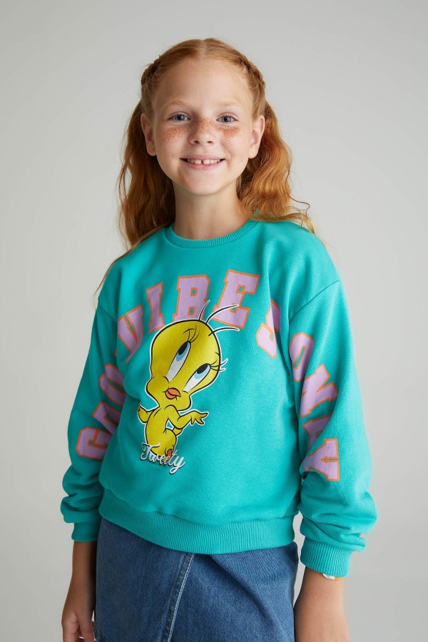 Kız Çocuk Looney Tunes Bisiklet Yaka Sweatshirt